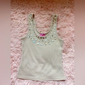 Edikted Beige Tank Top with Shimmering Accents